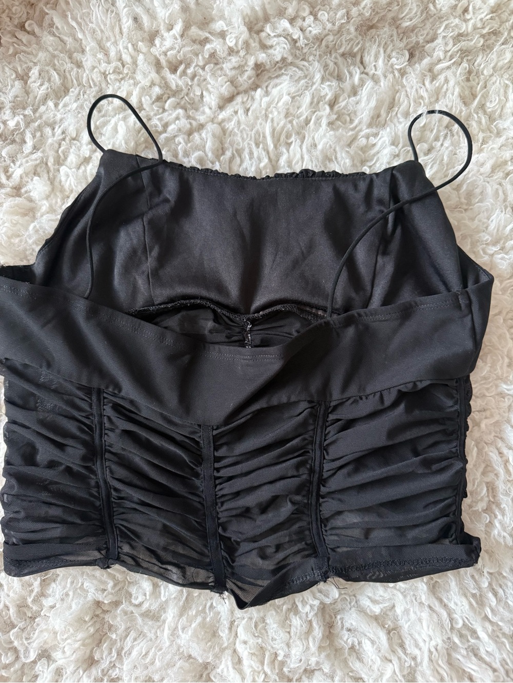 Princess Polly Black Ruched Crop Cami  / 90’s Edgy/ Dark Feminine / Alternative - Picture 7 of 13